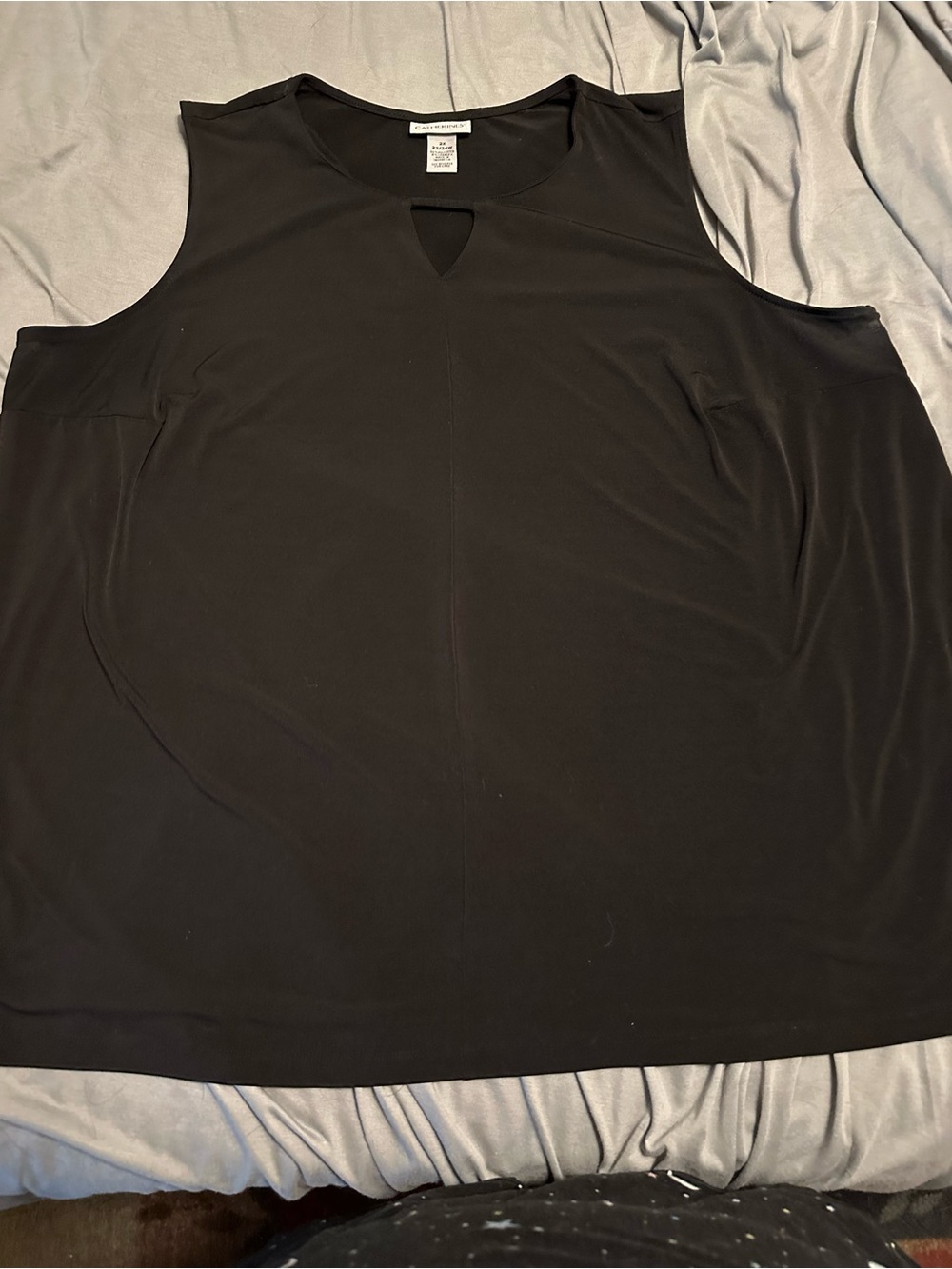 Catherines Black Cold-Shoulder Tank with Keyhole